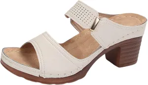 Women's Heeled Sandals Summer Casual Open Toe Mid Ankle Sandal Lightweight Platform Chunky Heels Low Block Shoes Comfortable Slip On Solid Color Summer Mules 2025