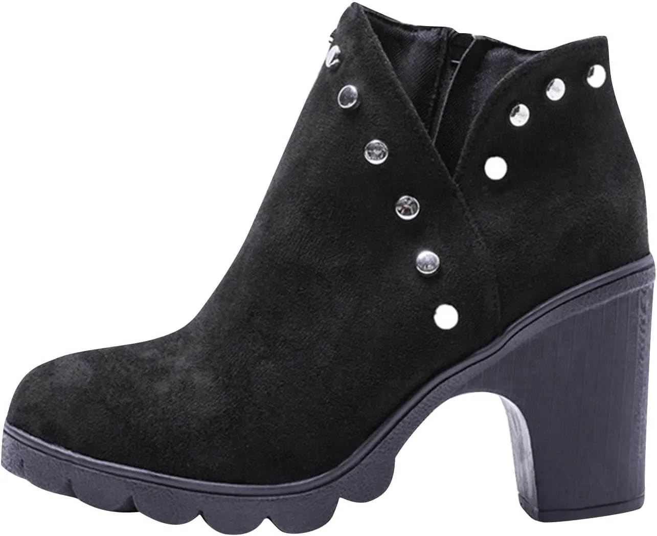 Womens High Chunky Heel Chelsea Ankle Boots Fashion Platform Pointed Toe Booties Elegant Chunky Block Heel Boots
