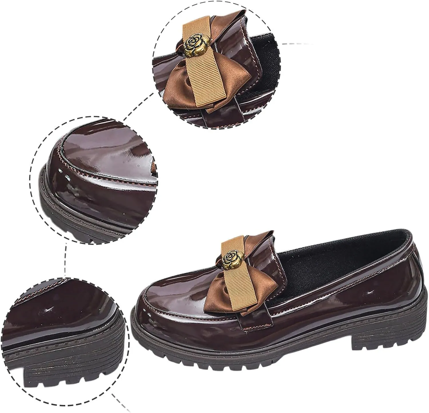 Womens Loafers Platform Slip-On Shoes Comfortable Work Shoes Business Casual Shoes Chunky Leather Penny Loafers