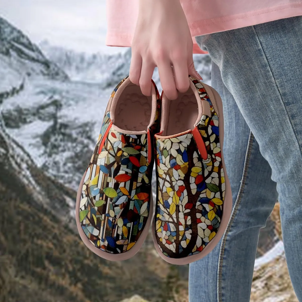 Women's Painted Travel Loafers Slip On Sneakers Casual Comfortable Walking Lightweight Nurse Shoes