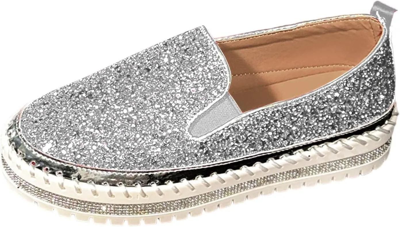 Women's Platform Shoes Slip On Rhinestone Sneakers