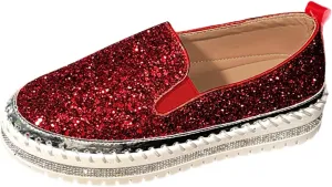 Women's Platform Shoes Slip On Rhinestone Sneakers