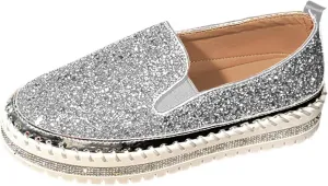 Women's Platform Shoes Slip On Rhinestone Sneakers