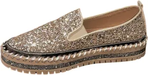 Women's Platform Shoes Slip On Rhinestone Sneakers