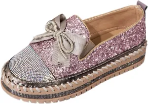 Women's Platform Shoes Slip On Rhinestone Sneakers