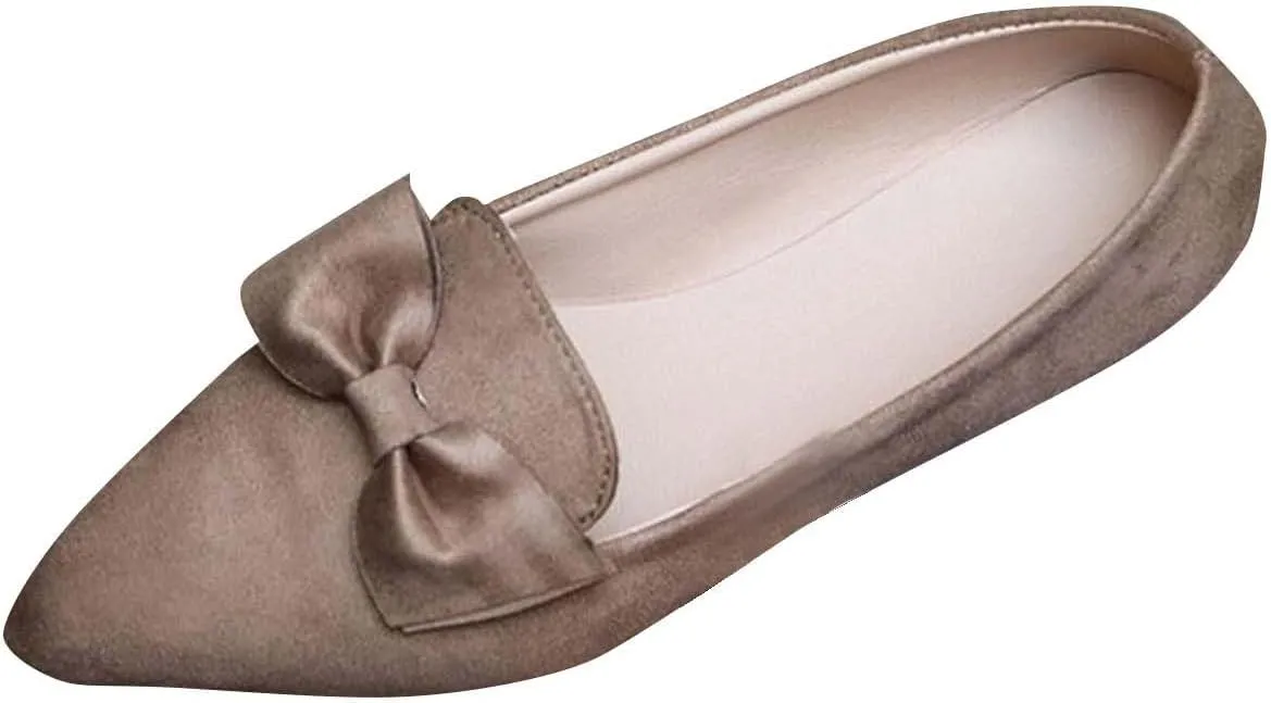 Women's Pointy Toe Loafer Fashion Faux Suede Work Flat Shoes Comfortable Slip on Ballet Women's Flats Casual Dressy