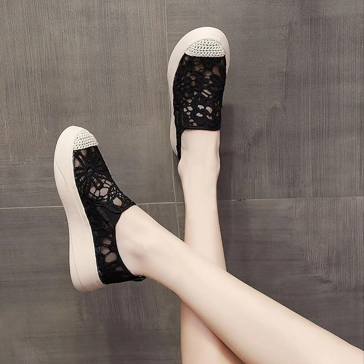 Womens Running Shoes Ladies Slip on Walking Tennis Sneakers Flat Soft Sole Classic Comfort Strappy Shoes Slides Non-Slip Clip