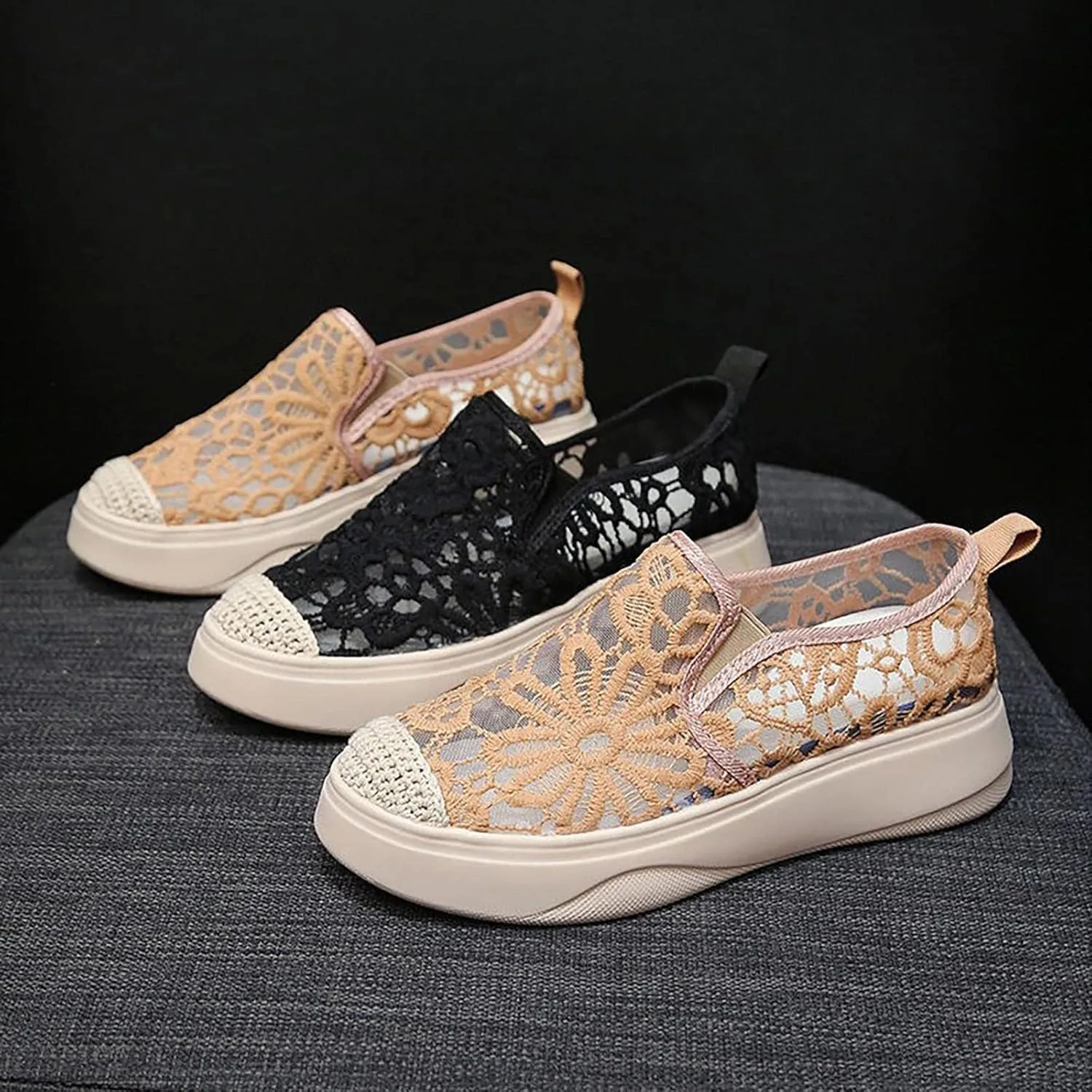 Womens Running Shoes Ladies Slip on Walking Tennis Sneakers Flat Soft Sole Classic Comfort Strappy Shoes Slides Non-Slip Clip