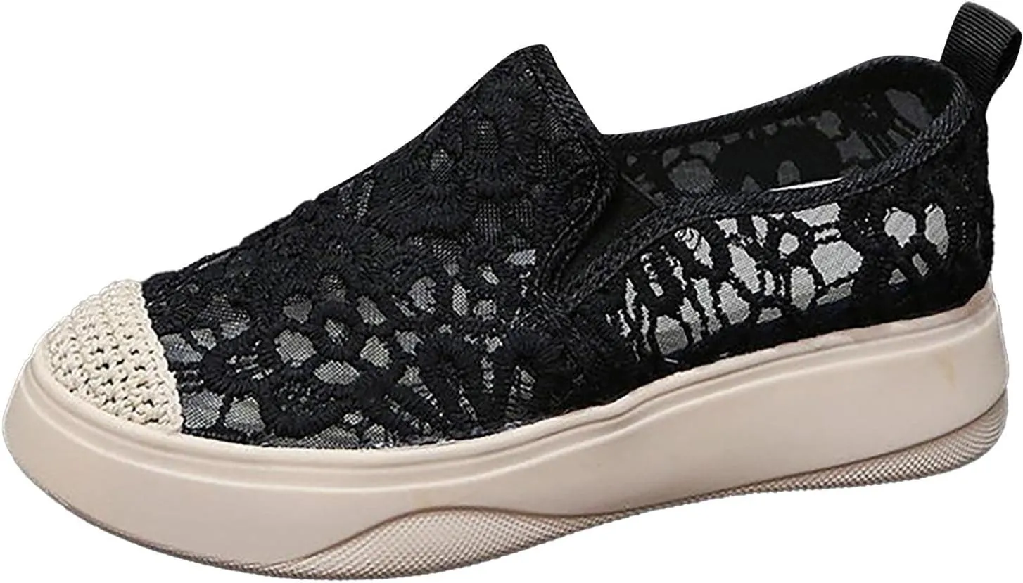 Womens Running Shoes Ladies Slip on Walking Tennis Sneakers Flat Soft Sole Classic Comfort Strappy Shoes Slides Non-Slip Clip