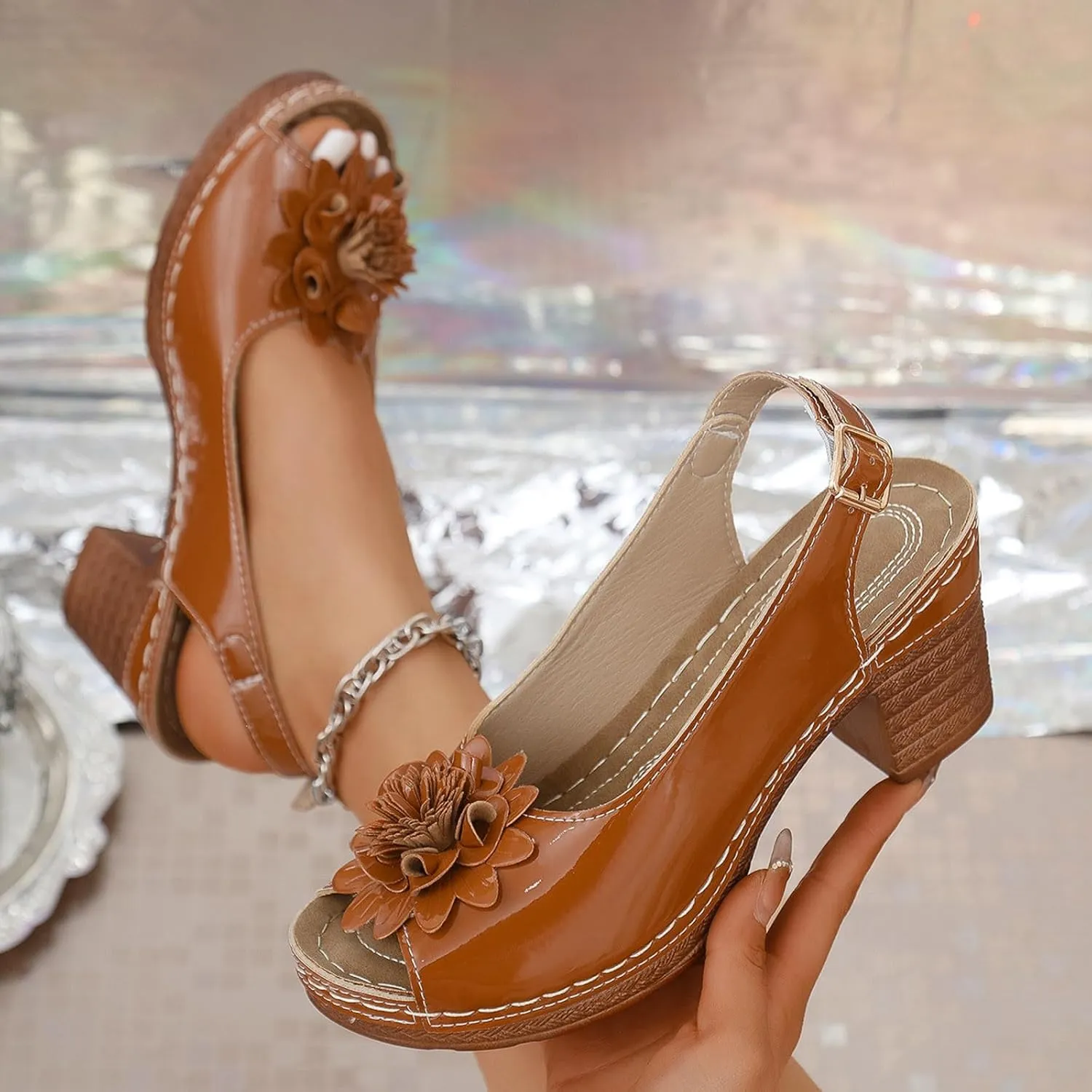 Womens Sandals Wedge Sandal Comfortable Flower Sandals Open Toe Casual Dressy Sandal Ladies Summer Shoes 2025