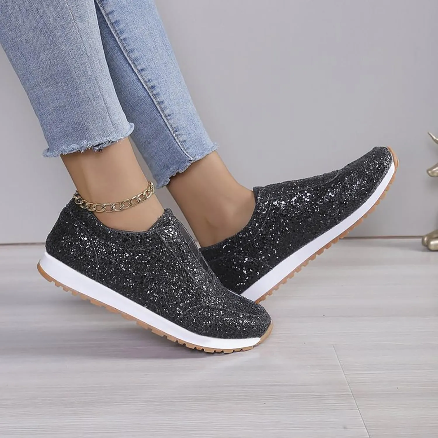 Womens Shoes Casual Platform Sneakers for Women Womens Loafers Indoor and Outdoor Soft Sole Fashion Christmas Shoes for Women Wide Comfortable & Lightweight