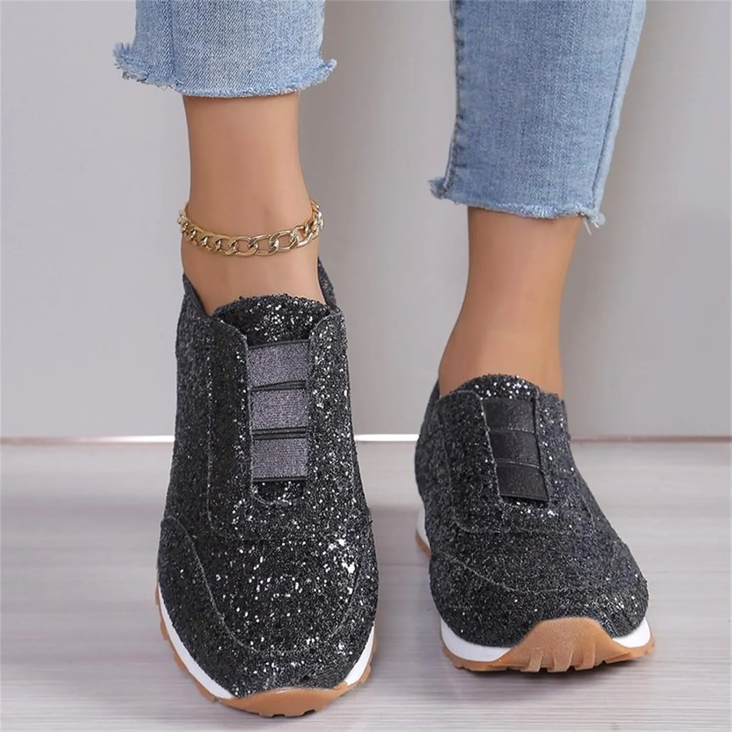 Womens Shoes Casual Platform Sneakers for Women Womens Loafers Indoor and Outdoor Soft Sole Fashion Christmas Shoes for Women Wide Comfortable & Lightweight