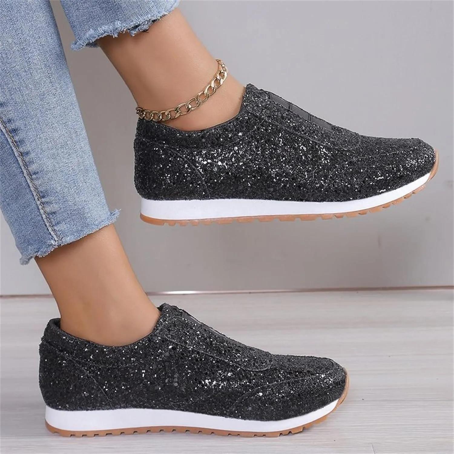 Womens Shoes Casual Platform Sneakers for Women Womens Loafers Indoor and Outdoor Soft Sole Fashion Christmas Shoes for Women Wide Comfortable & Lightweight