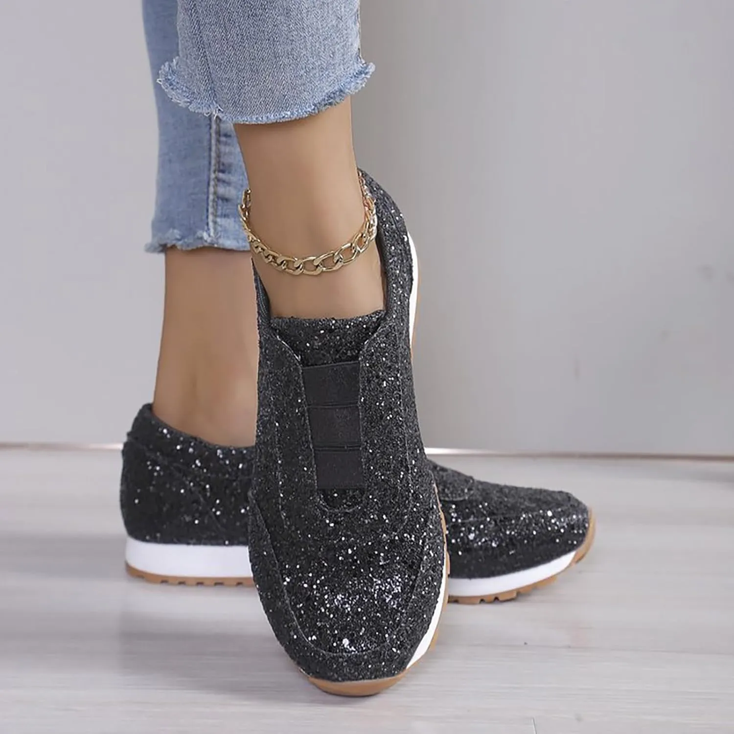 Womens Shoes Casual Platform Sneakers for Women Womens Loafers Indoor and Outdoor Soft Sole Fashion Christmas Shoes for Women Wide Comfortable & Lightweight