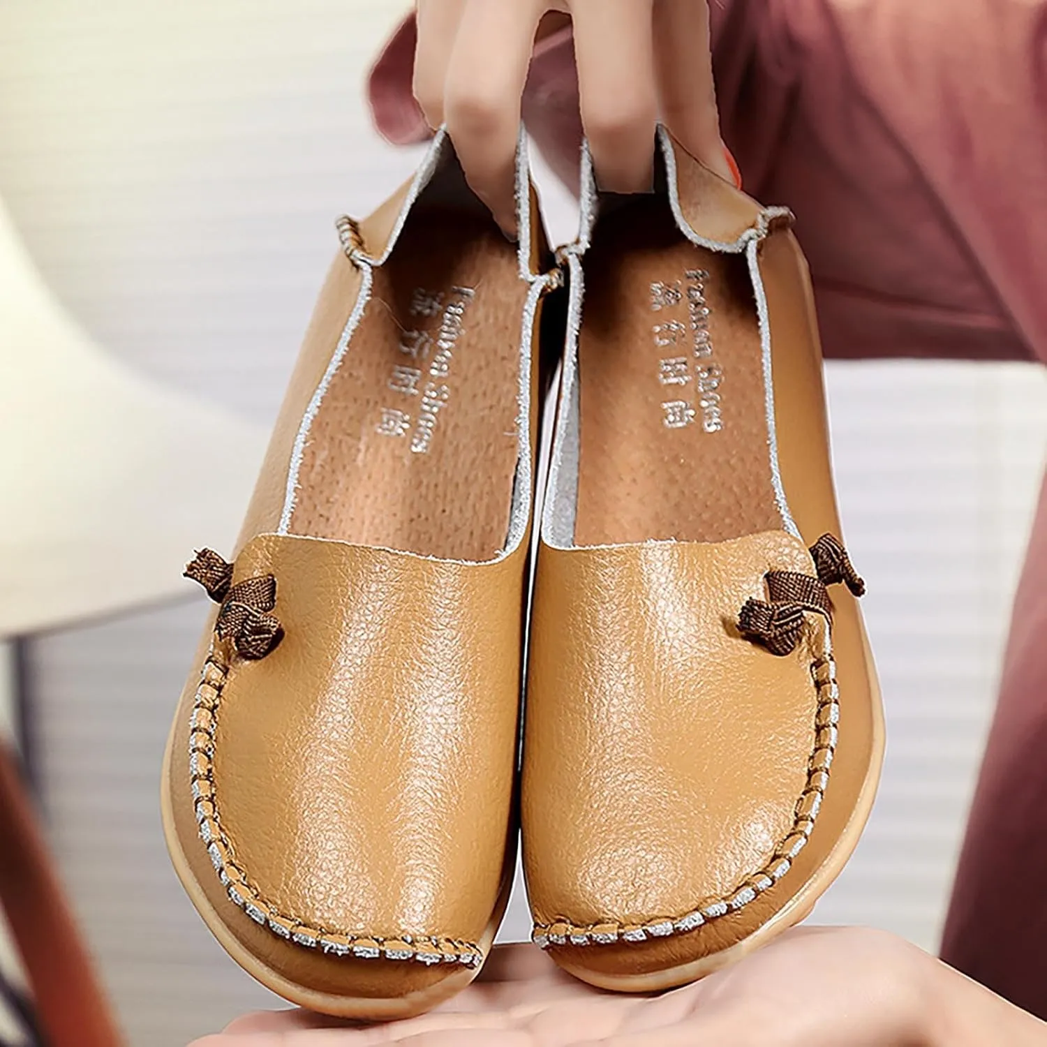 Womens Shoes Fall 2024White Leather Sneakers for Women Loafers for Women Fashion Casual Comfy Soft Womens Christmas Shoes Comfortable & Lightweight