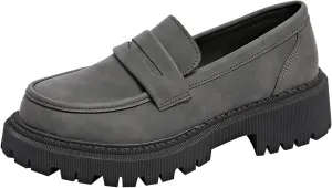 Womens Slip-On Shoes Platform Loafer Comfort Work Shoe Business Casual Shoes Leather Penny Loafers Chunky Loafers