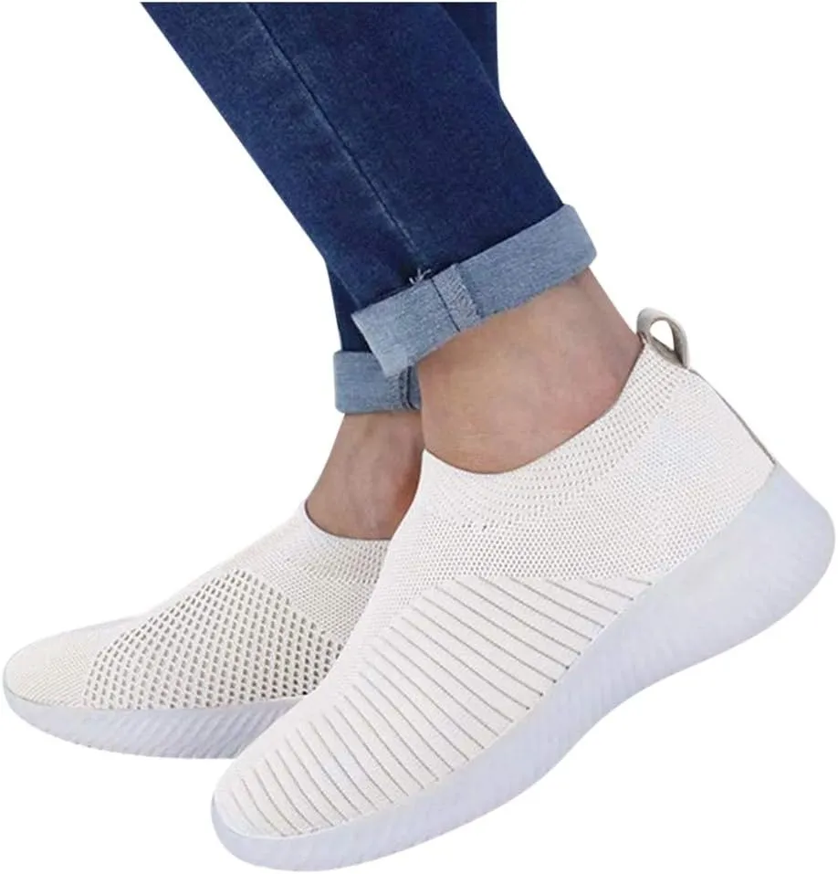 Women's Slip On Sneakers Lightweight Breathable Walking Shoes Women Sports Casual Slip On Shoes Brown Sneakers Brown Tennis Shoe Cross Trainer Shoe