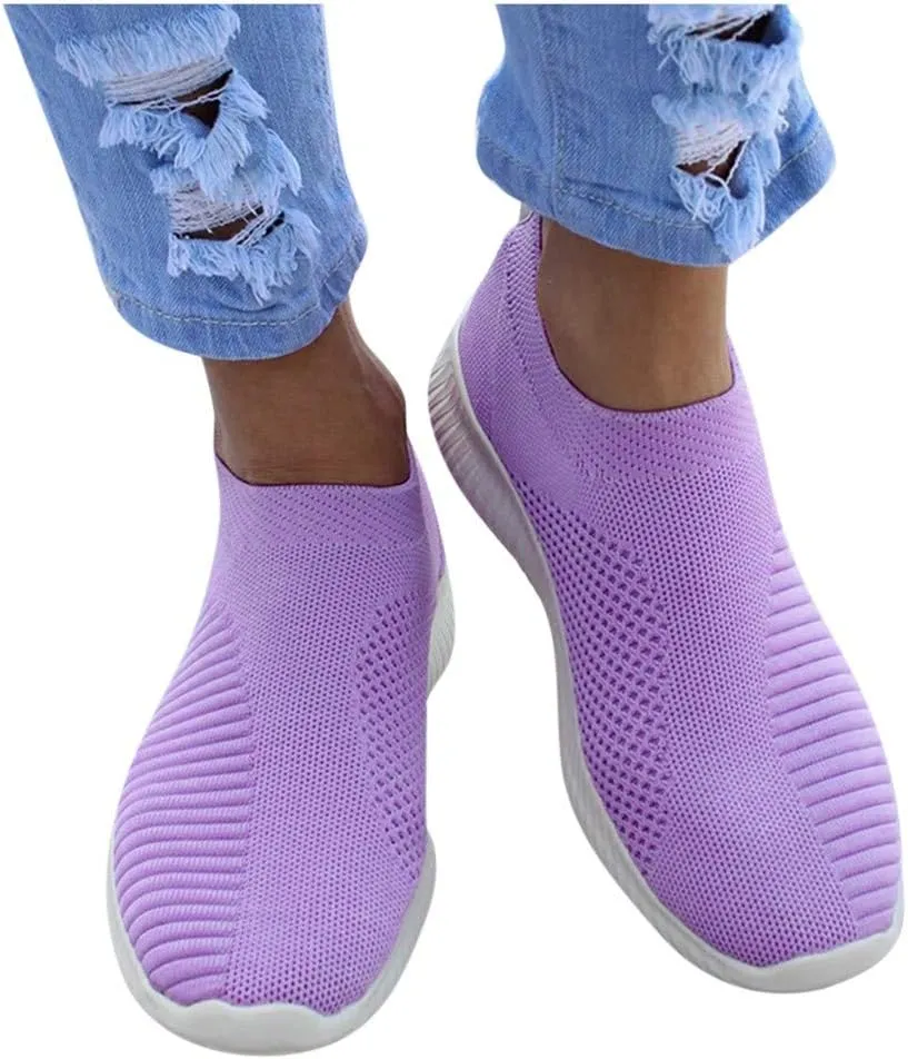 Women's Slip On Sneakers Lightweight Breathable Walking Shoes Women Sports Casual Slip On Shoes Brown Sneakers Brown Tennis Shoe Cross Trainer Shoe