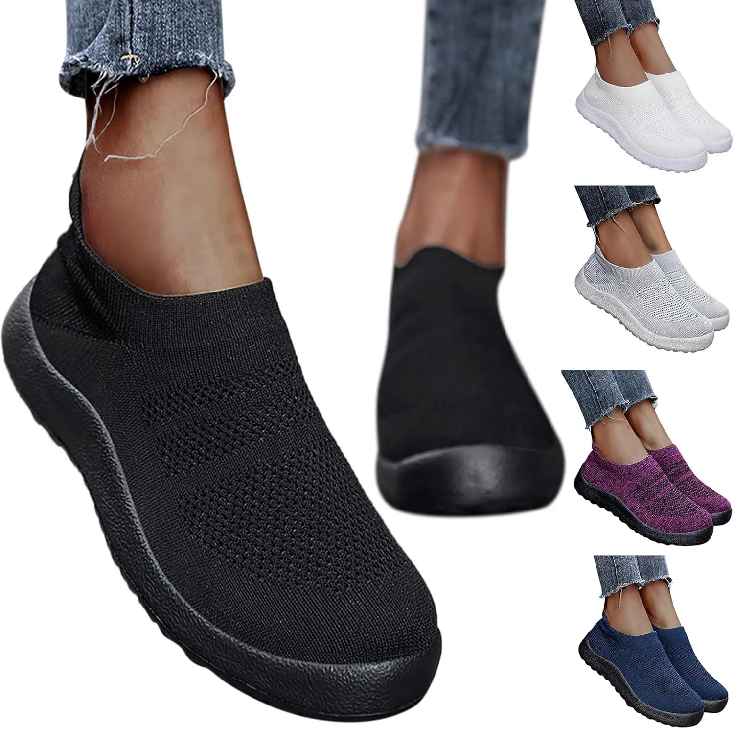Women's Slip on Walking Shoes Tennis Lightweight Gym Mens Casual Shoes Mesh Breathable Ladies Shoes Casual Women Shoes Sneakers Platform Tennis Shoe White Loafers