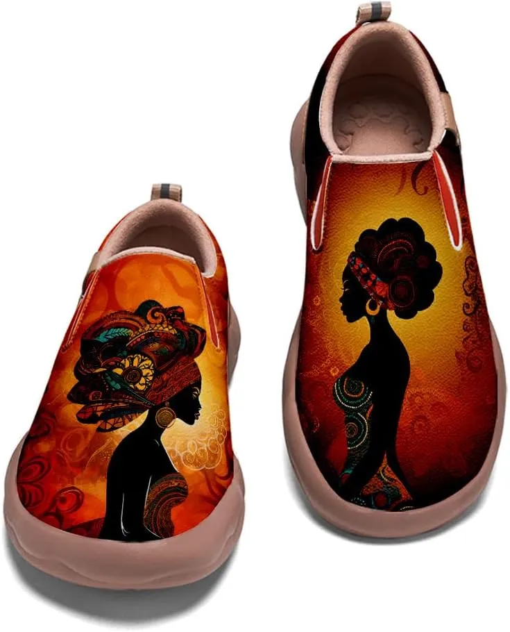 Women's Slip-Ons Sneakers Casual Loafers Microfiber Art Painted Comfort Soft Walking Travel Shoes