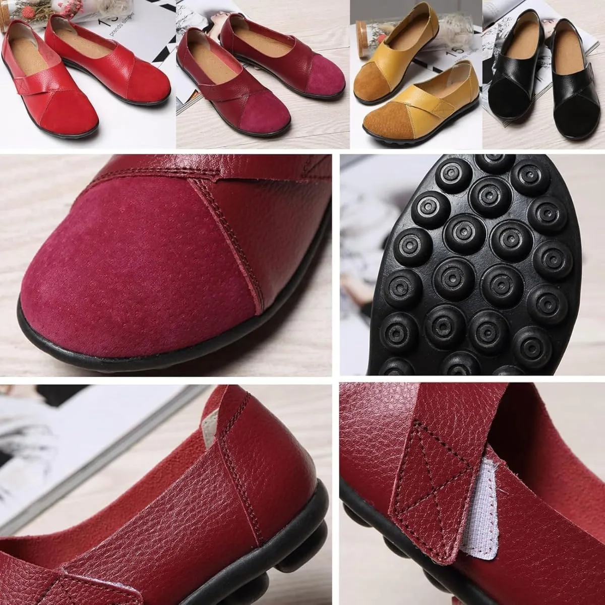 womens suede leather loafers orthopedic loafers breathable leather slip on soft flat wide fit nursing shoes