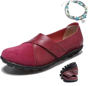 womens suede leather loafers orthopedic loafers breathable leather slip on soft flat wide fit nursing shoes