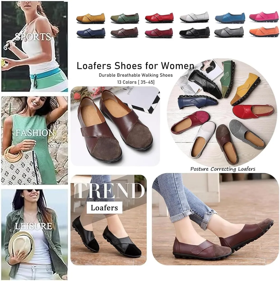 womens suede leather loafers orthopedic loafers breathable leather slip on soft flat wide fit nursing shoes