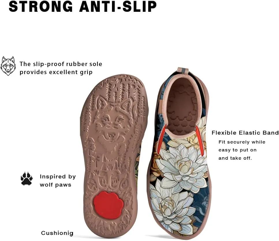 Women's Travel Shoes Walking Slip-Ons Leather Sneakers Art Painted Comfort Soft Casual Loafers