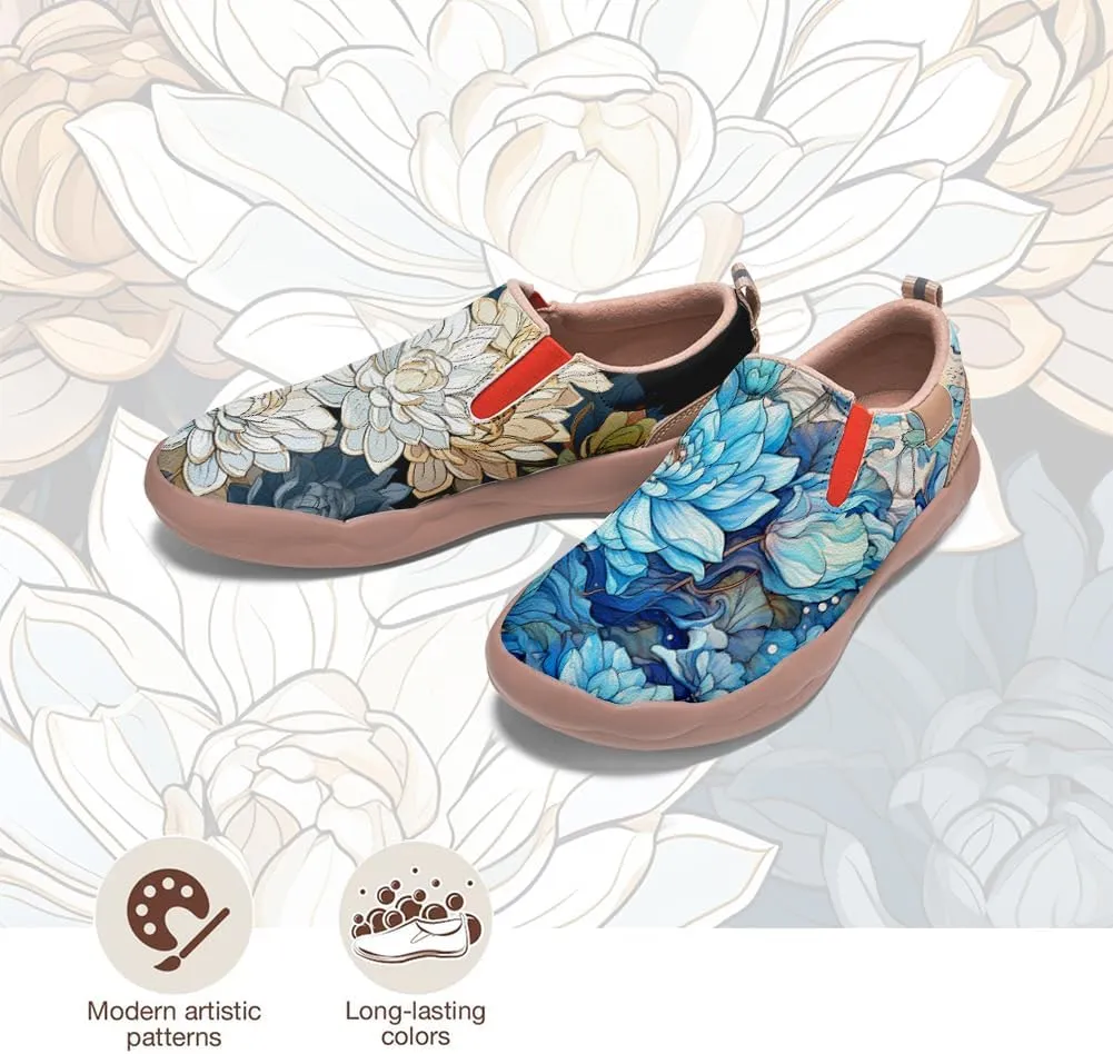 Women's Travel Shoes Walking Slip-Ons Leather Sneakers Art Painted Comfort Soft Casual Loafers