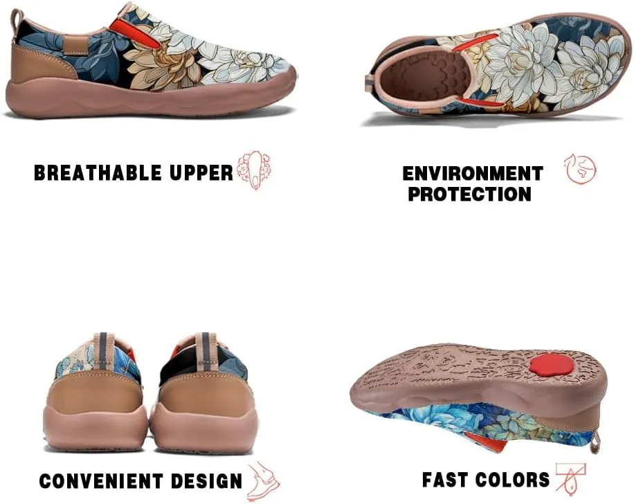 Women's Travel Shoes Walking Slip-Ons Leather Sneakers Art Painted Comfort Soft Casual Loafers