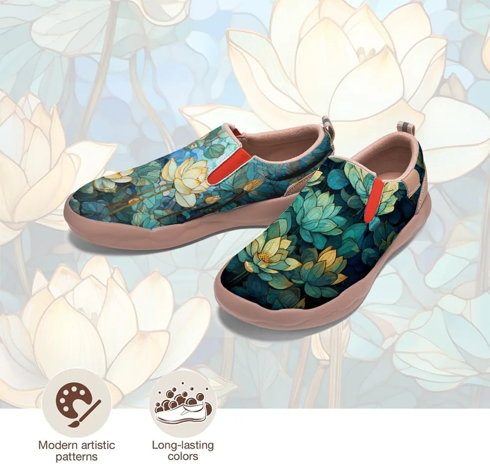 Women's Travel Shoes Walking Slip-Ons Leather Sneakers Art Painted Comfort Soft Casual Loafers