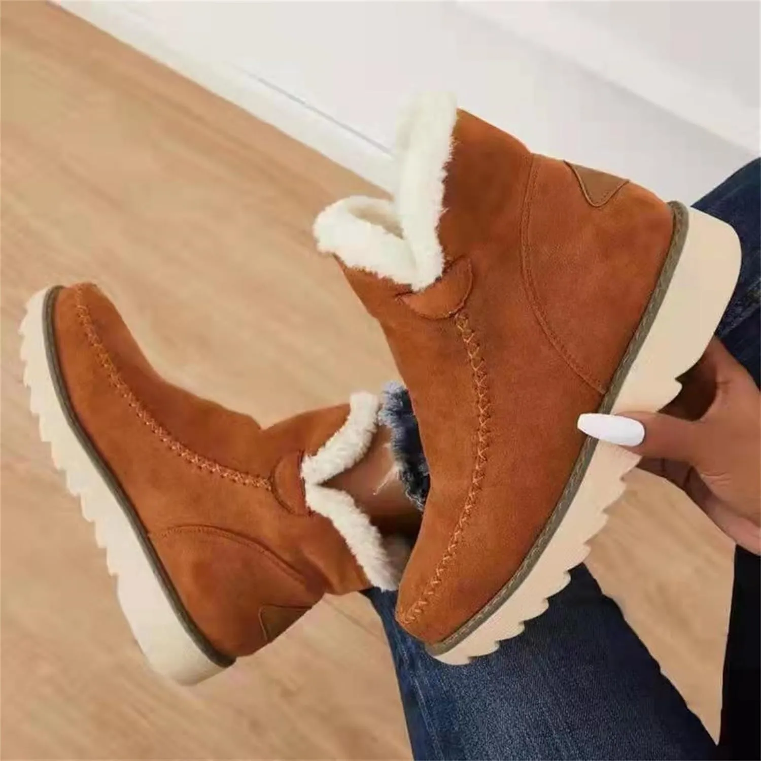 Womens Winter Boots Waterproof Adults Short Snow Boots Womens Winter Snow Boots with Warm Fur Lining Short Boot Women Winter Womens Rain Boots Men's Winter Booties