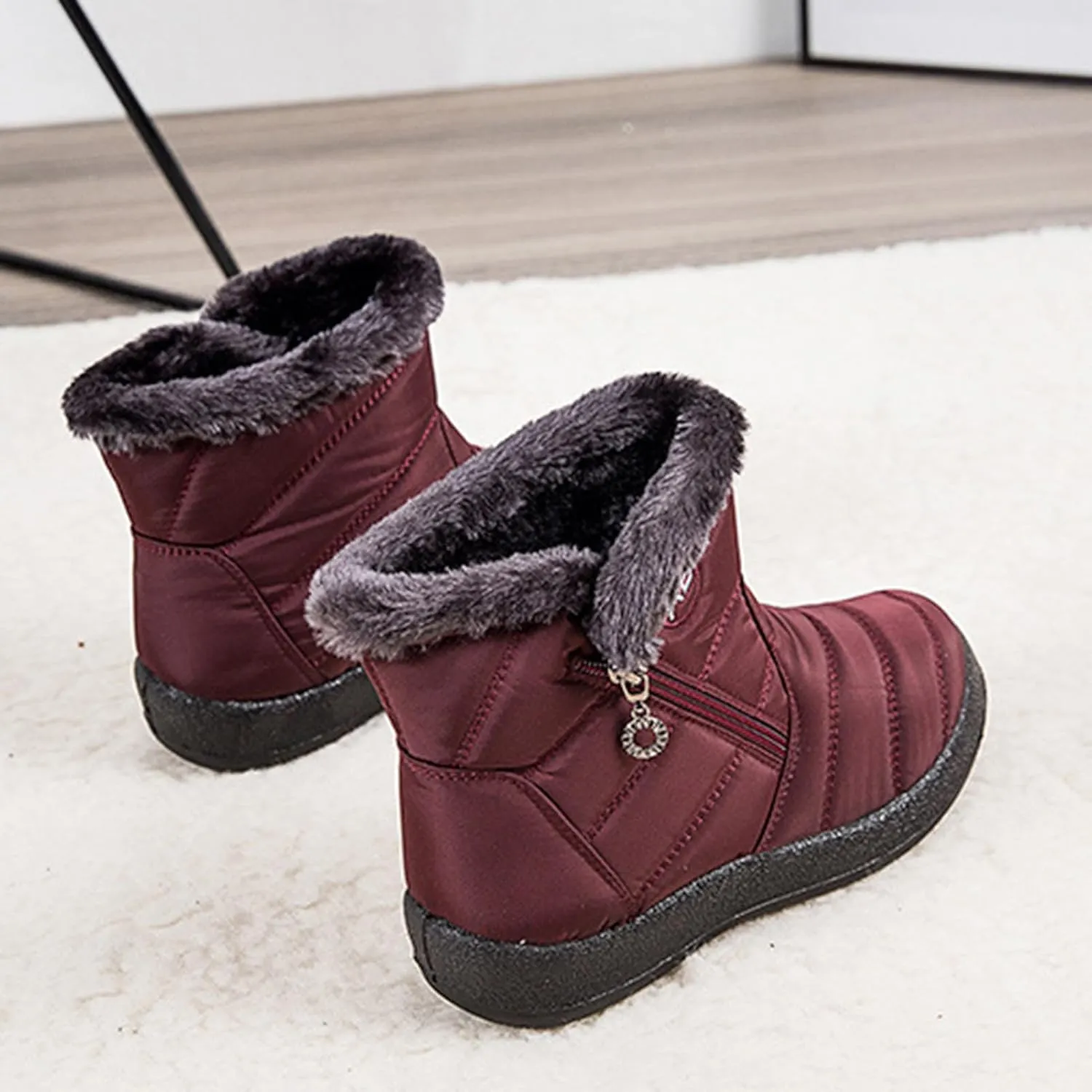 Womens Winter Boots Waterproof,Fashion High Top Cold-Weather Warm Snow Boots for Women,Comfortable Trekking Walking Fur Lined Boots,Slip Resistant