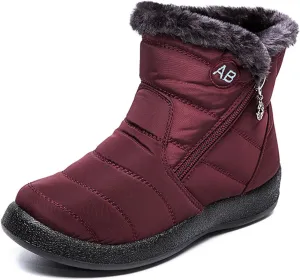 Womens Winter Boots Waterproof,Fashion High Top Cold-Weather Warm Snow Boots for Women,Comfortable Trekking Walking Fur Lined Boots,Slip Resistant