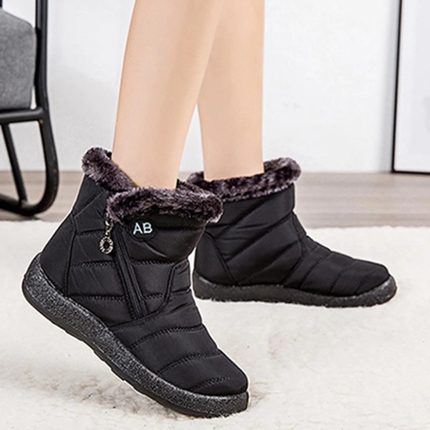 Womens Winter Boots Waterproof,Fashion High Top Cold-Weather Warm Snow Boots for Women,Comfortable Trekking Walking Fur Lined Boots,Slip Resistant