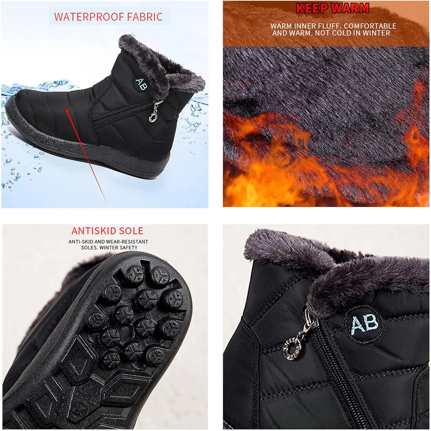 Womens Winter Boots Waterproof,Fashion High Top Cold-Weather Warm Snow Boots for Women,Comfortable Trekking Walking Fur Lined Boots,Slip Resistant