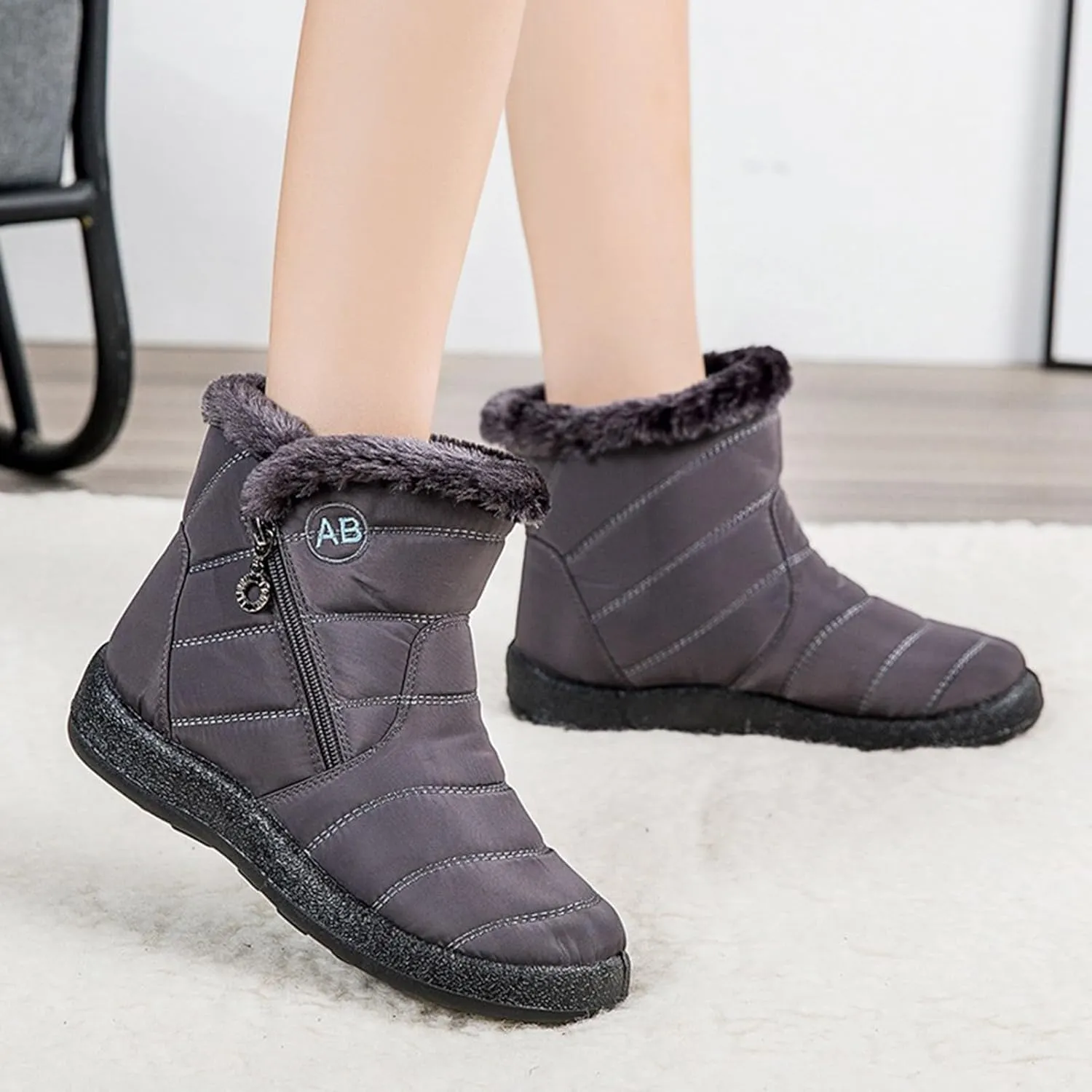 Womens Winter Boots Waterproof,Fashion High Top Cold-Weather Warm Snow Boots for Women,Comfortable Trekking Walking Fur Lined Boots,Slip Resistant