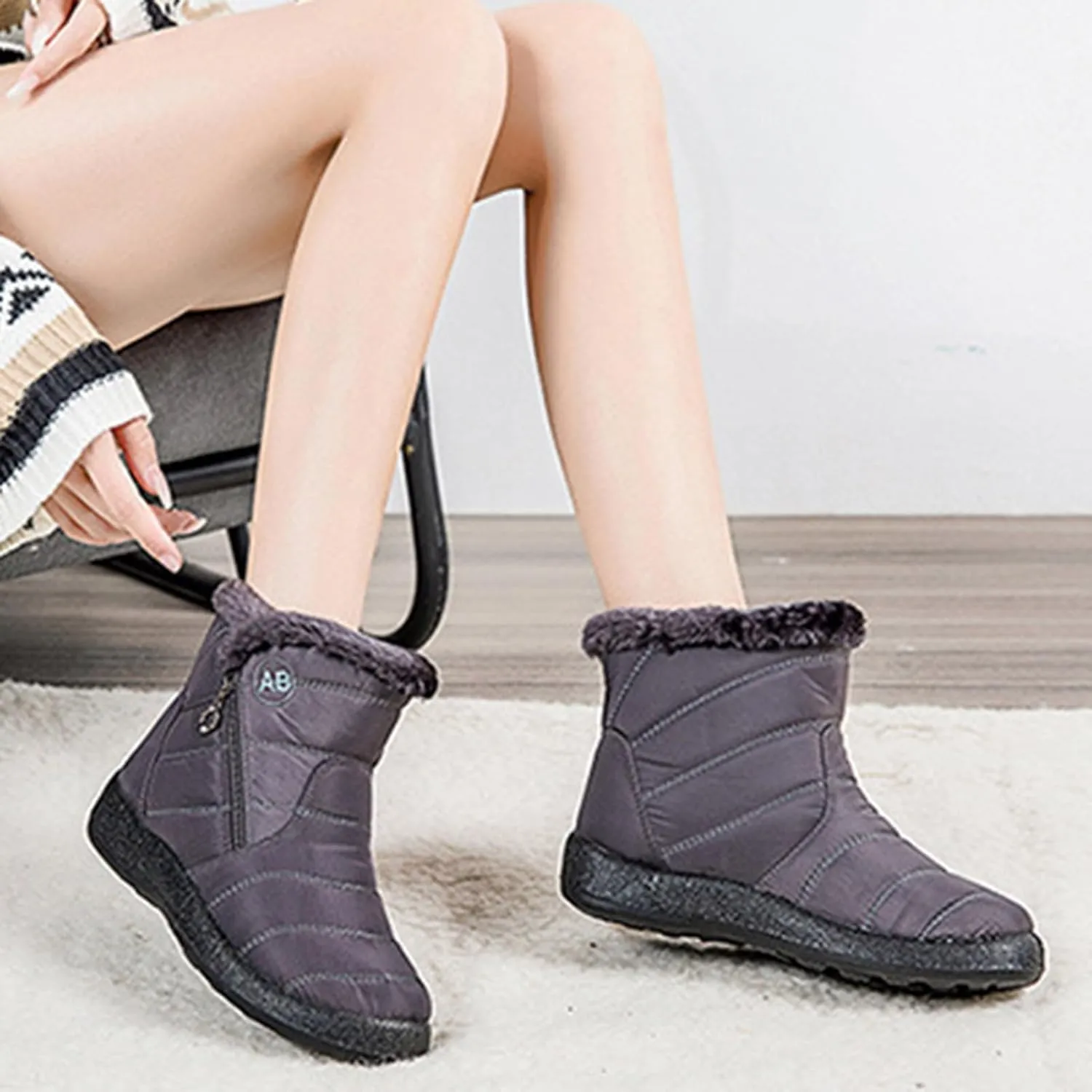 Womens Winter Boots Waterproof,Fashion High Top Cold-Weather Warm Snow Boots for Women,Comfortable Trekking Walking Fur Lined Boots,Slip Resistant