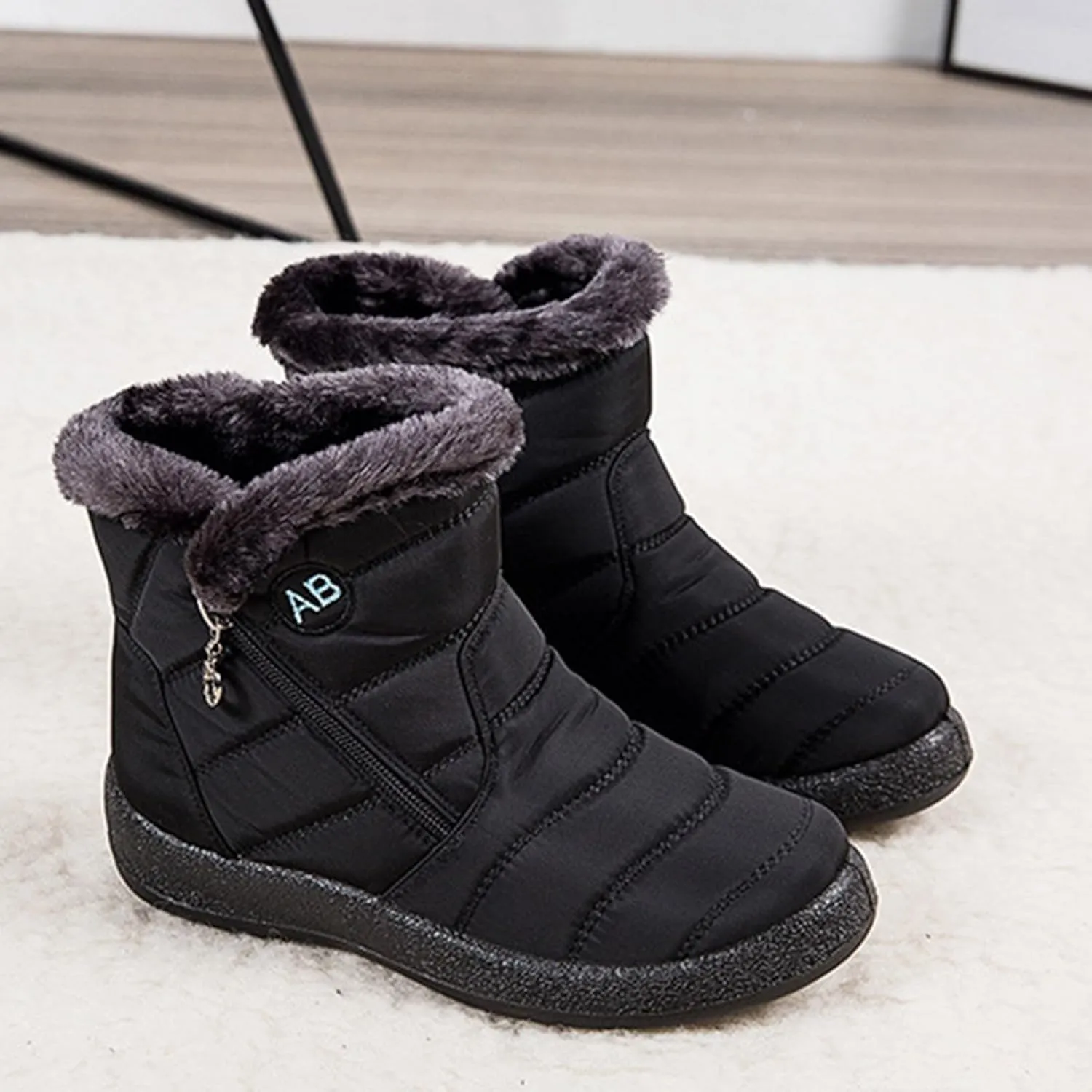 Womens Winter Boots Waterproof,Fashion High Top Cold-Weather Warm Snow Boots for Women,Comfortable Trekking Walking Fur Lined Boots,Slip Resistant