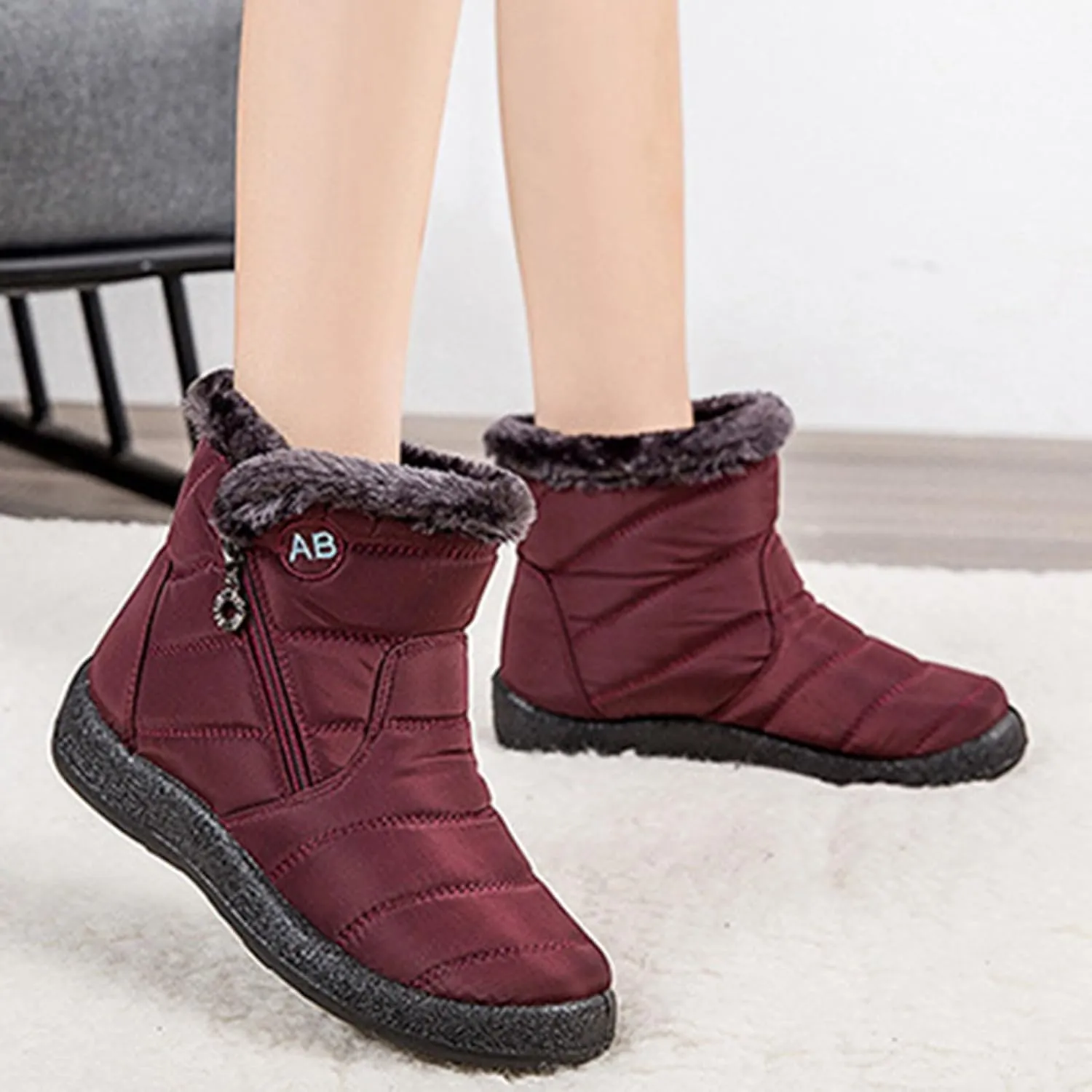 Womens Winter Boots Waterproof,Fashion High Top Cold-Weather Warm Snow Boots for Women,Comfortable Trekking Walking Fur Lined Boots,Slip Resistant