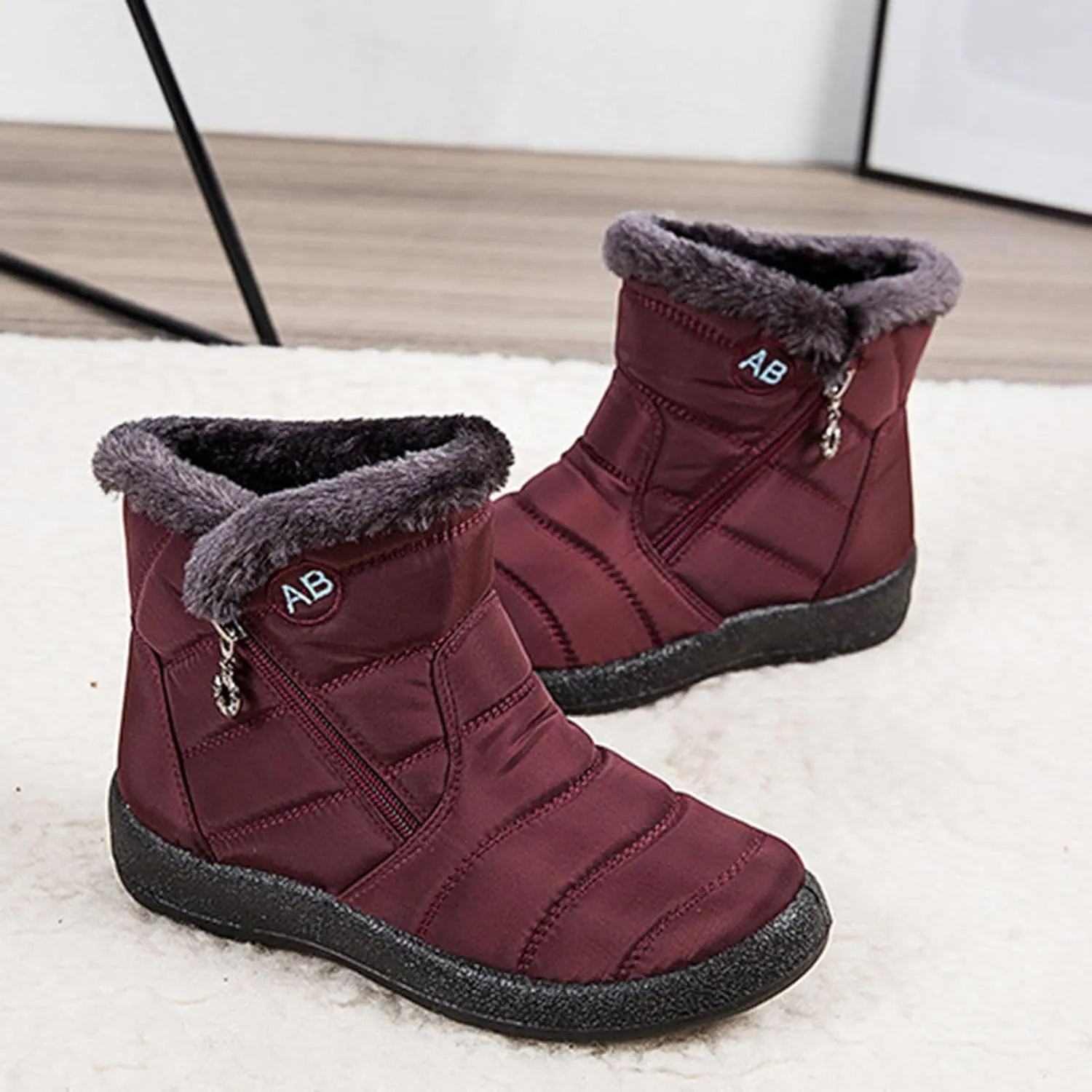 Womens Winter Boots Waterproof,Fashion High Top Cold-Weather Warm Snow Boots for Women,Comfortable Trekking Walking Fur Lined Boots,Slip Resistant