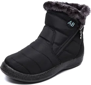 Womens Winter Boots Waterproof,Fashion High Top Cold-Weather Warm Snow Boots for Women,Comfortable Trekking Walking Fur Lined Boots,Slip Resistant