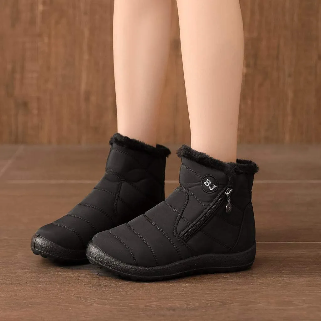 Women's Winter Boots with Zipper Adults Plush Lined Boots Womens Winter Snow Boots with Warm Fur Lining Bj Waterproof Boot Womens Cowboy Boots Men Winter Booties