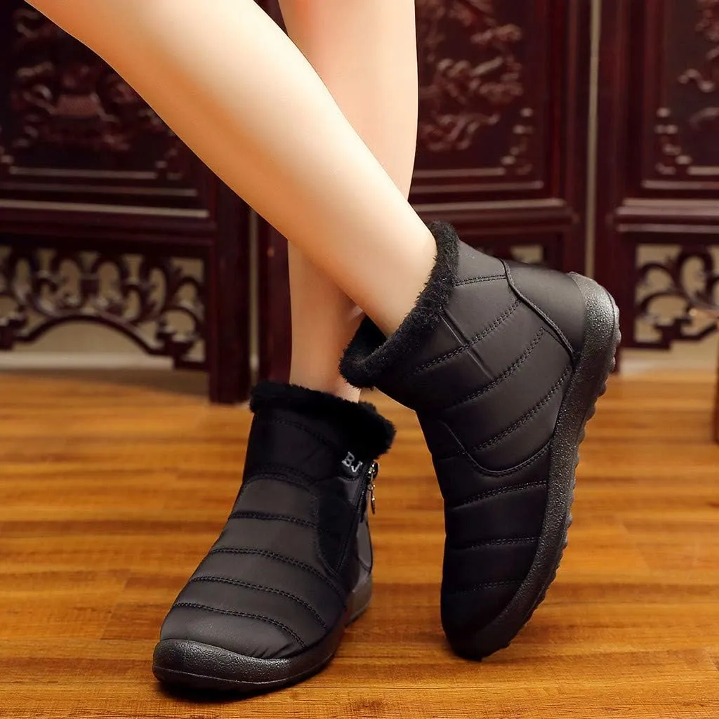 Women's Winter Boots with Zipper Adults Plush Lined Boots Womens Winter Snow Boots with Warm Fur Lining Bj Waterproof Boot Womens Cowboy Boots Men Winter Booties