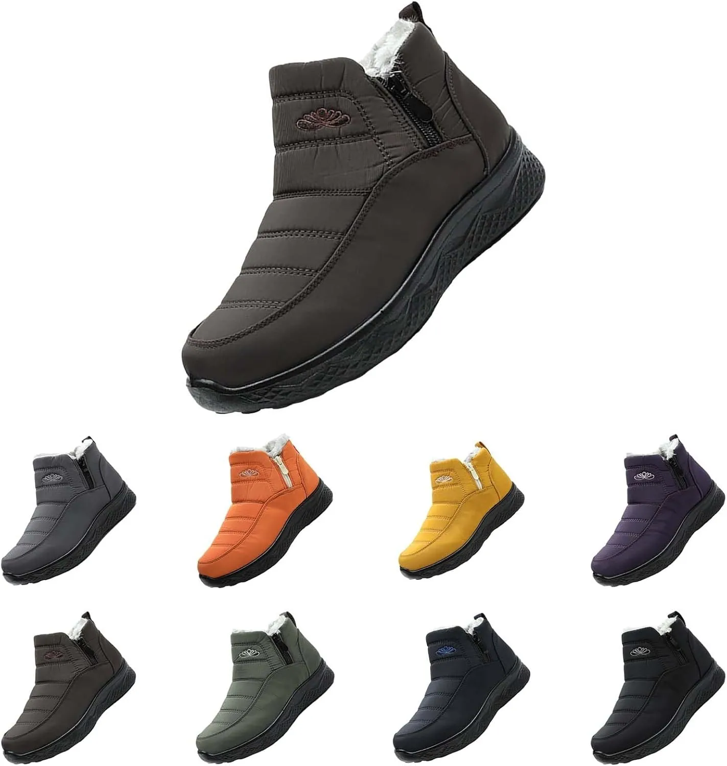 Womens Winter Boots with Zipper Adults Snow Booties Womens Mens Shoes Slip On Barefoot Shoes Grounded Footwear Hiking Mens Running Shoes Mens Winter Booties