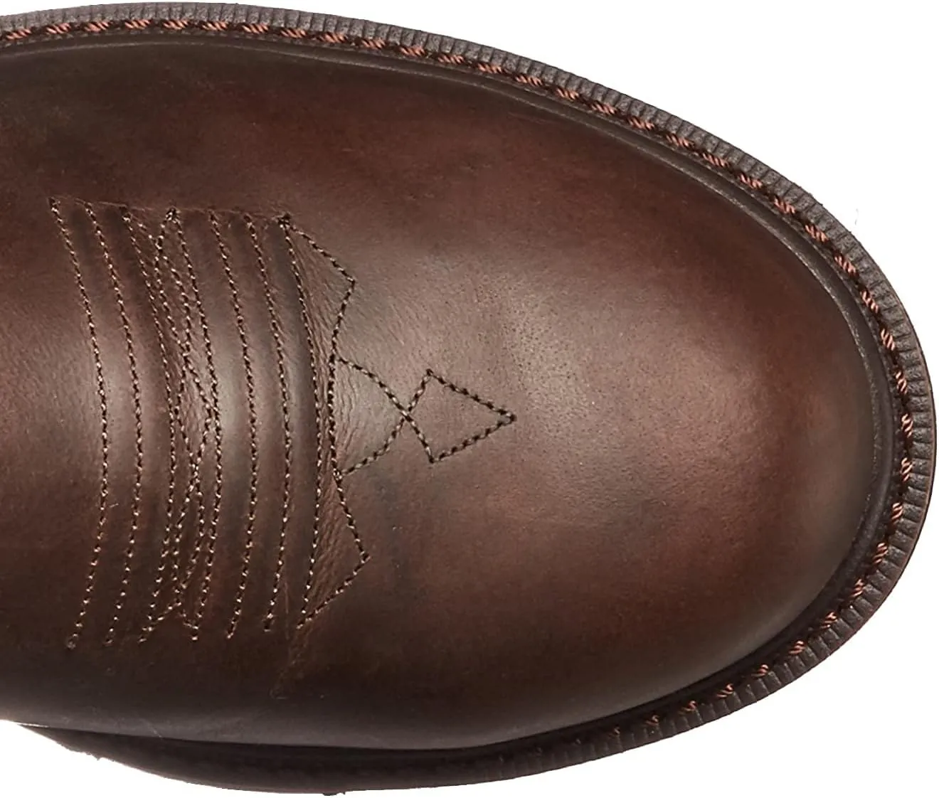 Work Boots for Men - Composite Toe Brown Combat Boots, Pull On Chunky Heel Round Toe Cowboy Boots