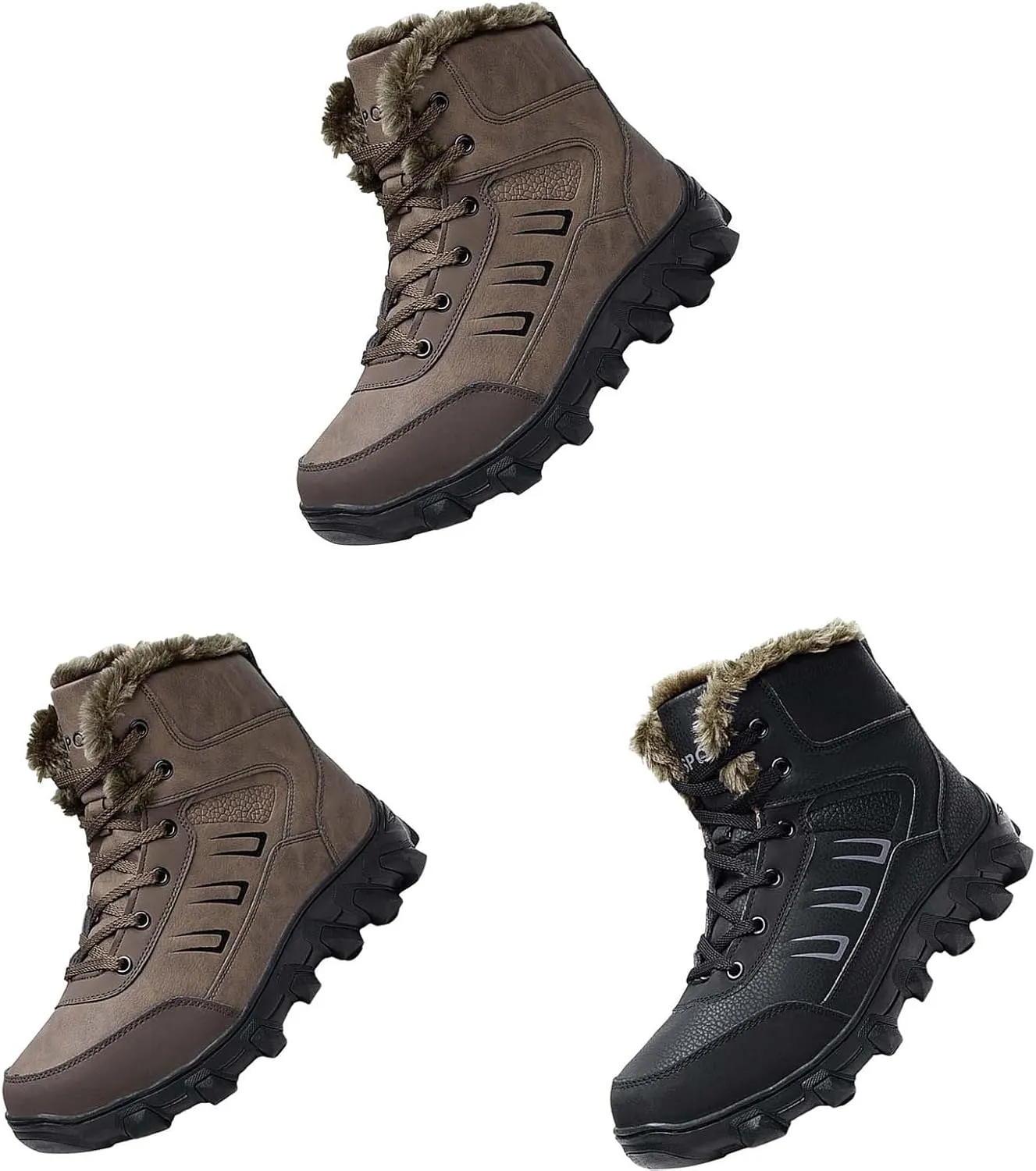 Work Boots for Men Steel Toe Hiking Sneakers Zip Up Fur Lined Workout Shoes for Women Composite Toe Slip On Platform Shoes Lightweight Comfortable Hike Grounded Footwear