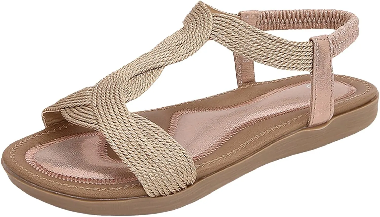 Yoga Mat Comfortable Flat Sandal for Women Dressy Shoes with Hook & Loop Strap Fashion Bow Flats for Women