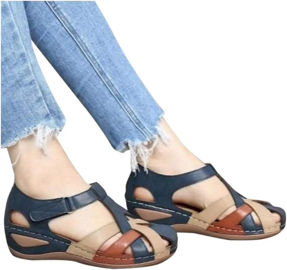 ZBYY Summer Women Sandals Casual Cutout Gladiator Wedge Sandals Loafers Ankle Strap Comfortable Outdoor Platform Shoes