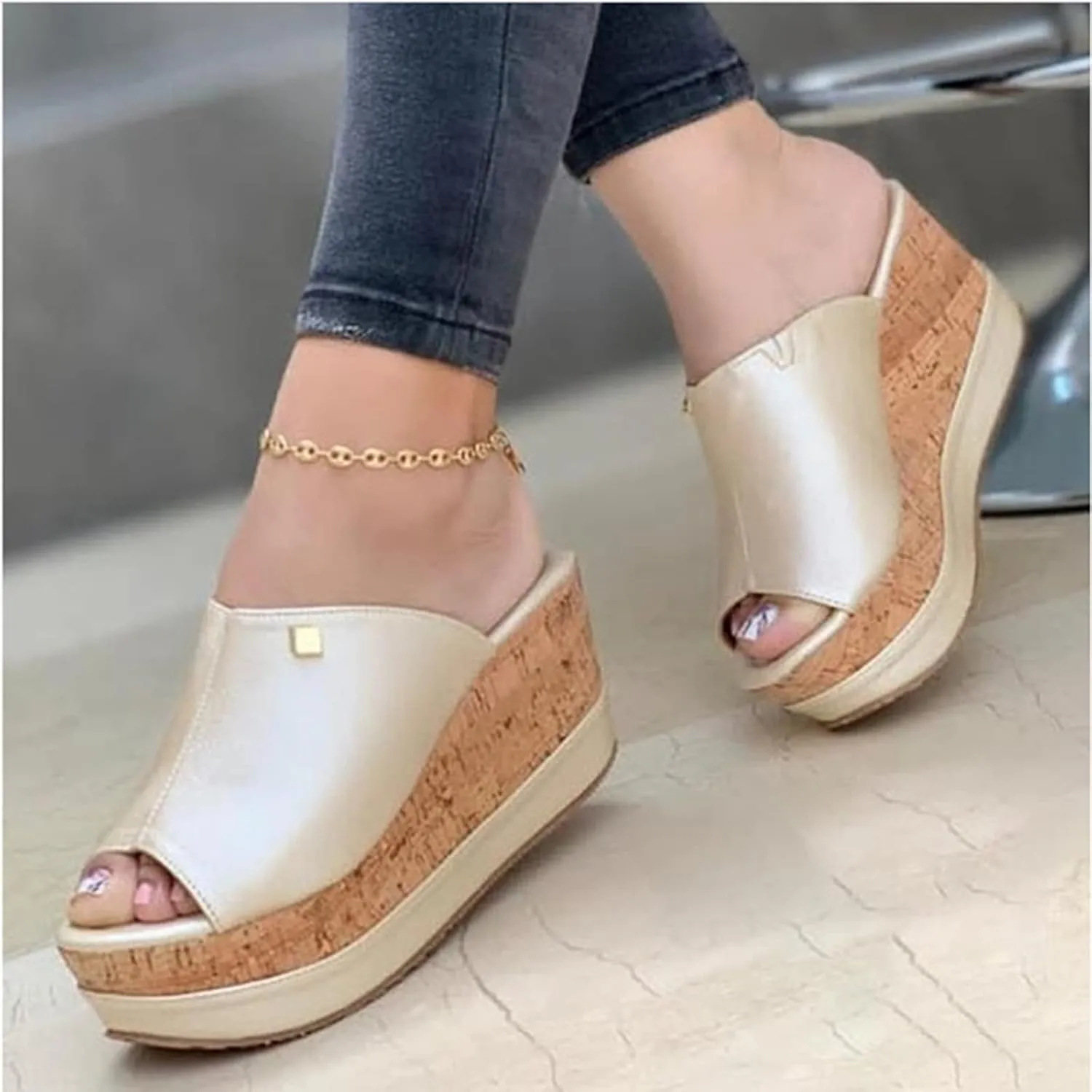 ZBYY Women's Wedge Sandals Open Toe Platform Flip Flops Slingback Fashion Summer Slip On Beach Outdoor Slippers